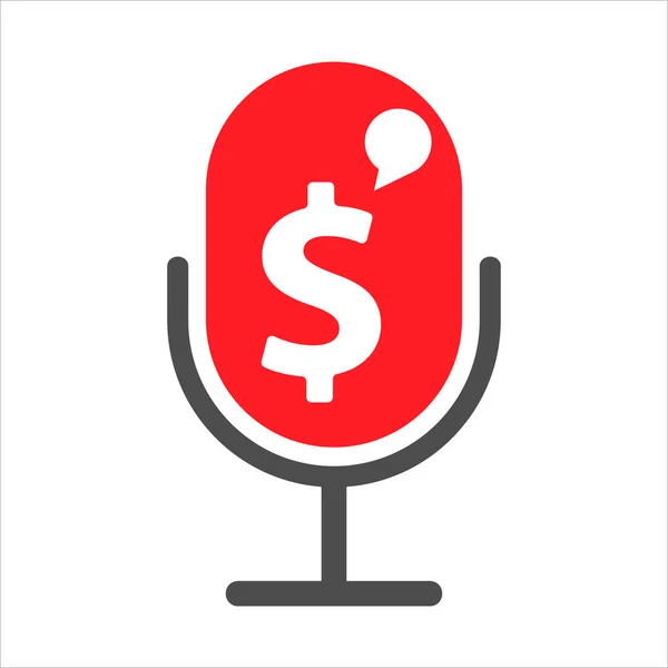 mikrofon simgesi. mikrofon ve para ikonu. Finansal podcast konsepti