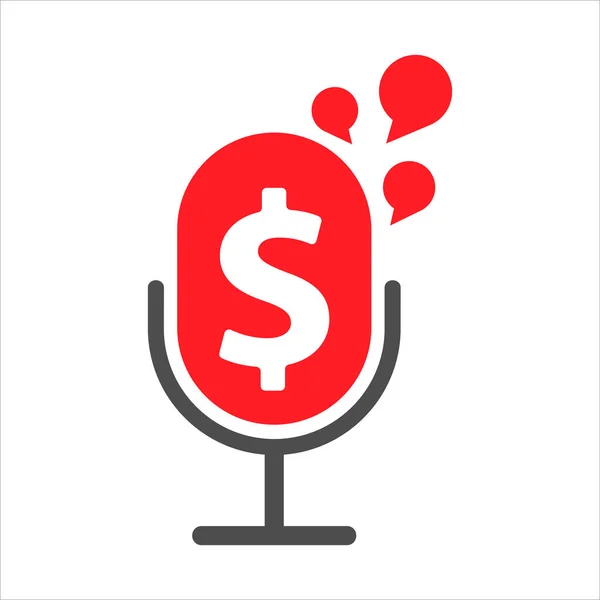 mikrofon simgesi. mikrofon ve para ikonu. Finansal podcast konsepti