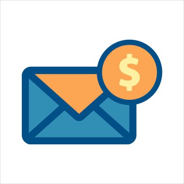 İleti simgesi vektörü. Para simgesi. Düz tasarım biçimi vektör kavramına sahip mesaj