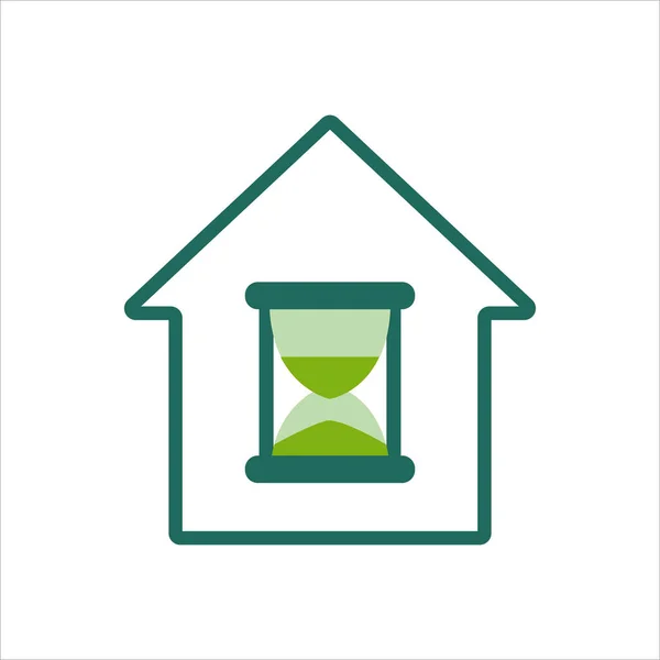 Ícone Inicial Ícone Home Com Vidro Areia Home Icon Concept —  Vetores de Stock