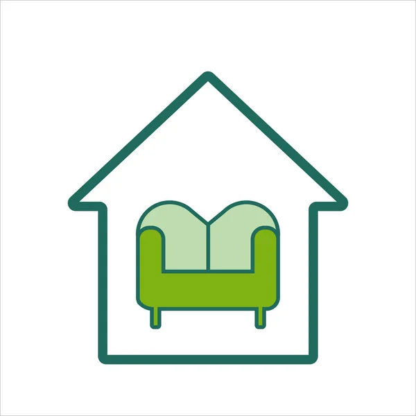 Home Symbol Home Symbol Mit Sofa Home Icon Konzept Für — Stockvektor