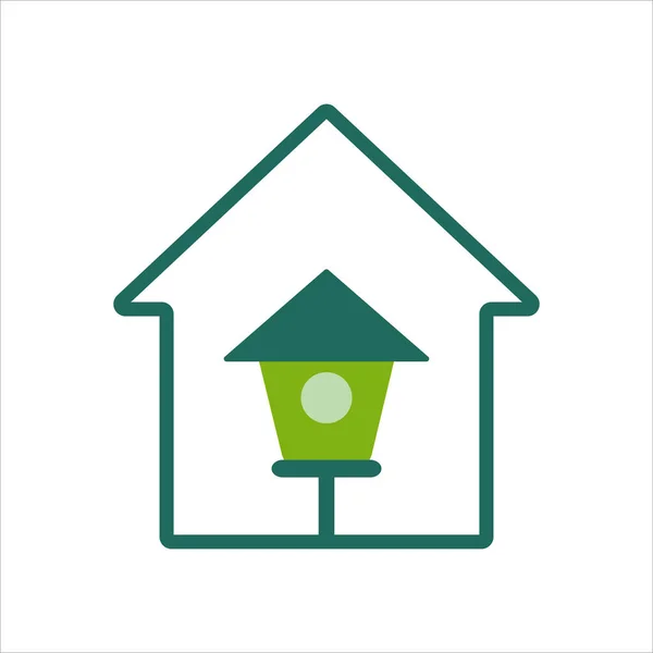 Home Symbol Home Symbol Mit Vogelhaus Home Icon Konzept Für — Stockvektor