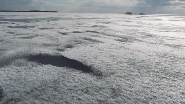 Aerial video drone footage melting of ice. Climate change and global warming — Stock Video