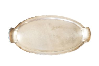 Beyaz izole küçük vintage tepsi