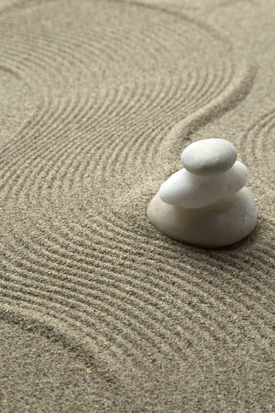 Zen Kert Fehér Kövekkel — Stock Fotó