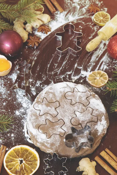 Preparing gingerbread for baking - top view