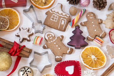 Zencefilli kurabiyeli Noel arkaplanı