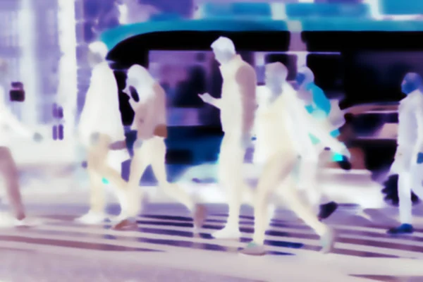 People crossing a street - negative image