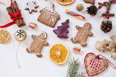 Gingerbread çerezleri Noel arka plan
