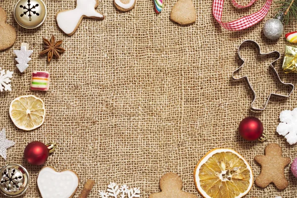 Jul Bakgrund Med Pepparkakor Cookies — Stockfoto