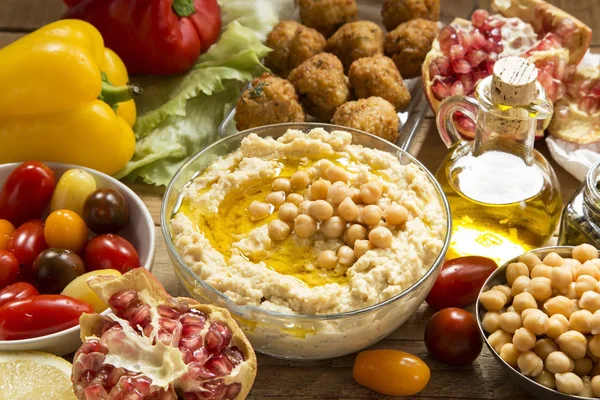 Hummus Traditionnel Aux Falafels Légumes — Photo