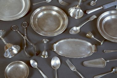 Vintage gümüş gri arka plan üzerinde