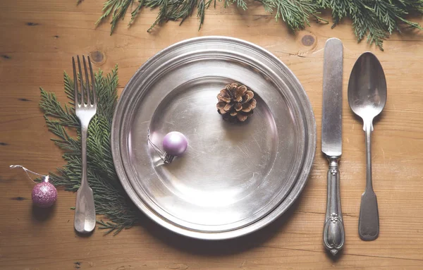 Vintage holiday table setting