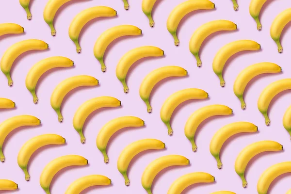 Padrão Banana Amarela Fundo Rosa — Fotografia de Stock