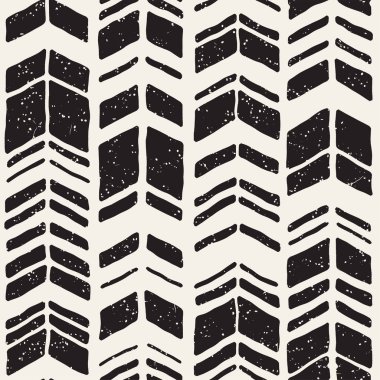 Dikişsiz el çekilmiş tarzı chevron desen siyah ve beyaz. Soyut vektör grungy arka plan