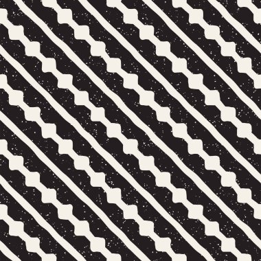 Elle çizilmiş stil etnik seamless modeli. Grungy geometrik şekiller arka plan siyah ve beyaz.