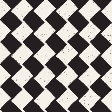 Elle çizilmiş stil soyut seamless modeli siyah beyaz. Retro serbest çentikli çizgiler doku.