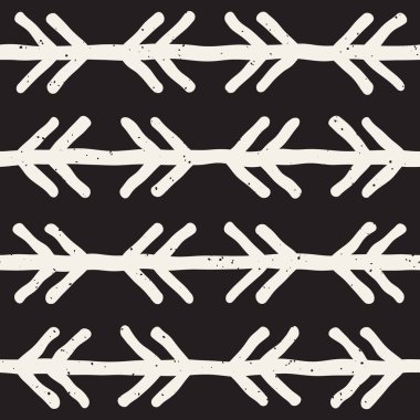 Elle çizilmiş stil etnik seamless modeli. Grungy geometrik şekiller arka plan siyah ve beyaz.