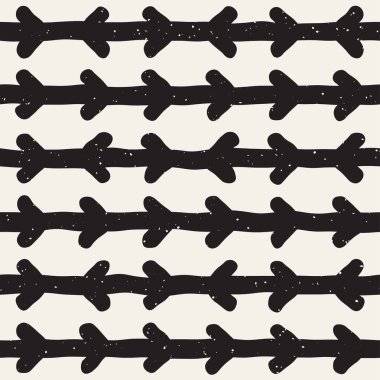 Elle çizilmiş stil etnik seamless modeli. Grungy geometrik şekiller arka plan siyah ve beyaz.