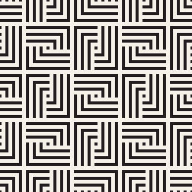 Vektörsüz mozaik çizgiler. Modern stil soyut doku. Çizgili elementlerle geometrik fayanslar tekrarlanıyor