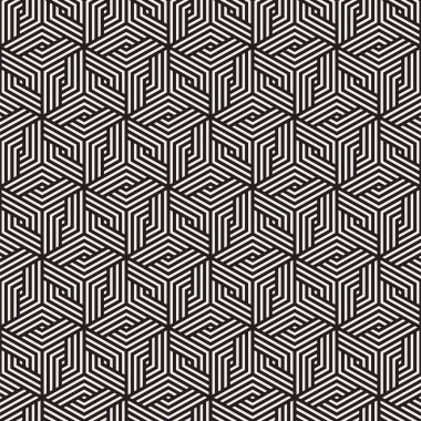 Vektörsüz mozaik çizgiler. Modern stil soyut doku. Çizgili elementlerle geometrik fayanslar tekrarlanıyor