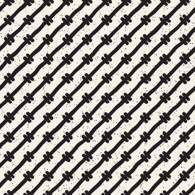 Elle çizilmiş stil etnik seamless modeli. Grungy geometrik şekiller arka plan siyah ve beyaz.