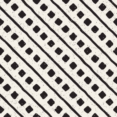 Elle çizilmiş çizgiler seamless grungy modeli. Soyut geometrik yinelenen kiremit doku siyah beyaz.