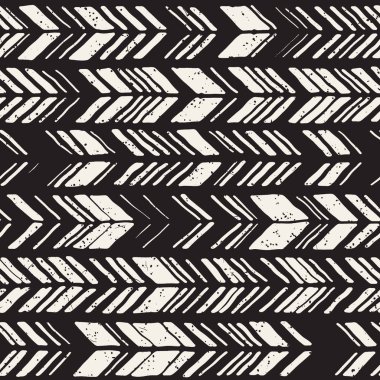 Vektör Dikişsiz serbest desen. Tek renkli yazdırma elle çizilmiş chevron Tekstürlü doodle. Modern grafik tasarım.