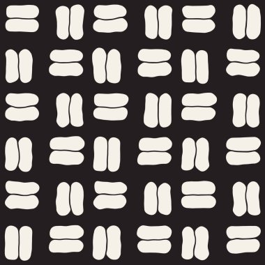 Elle çizilmiş stil etnik seamless modeli. Grungy geometrik şekiller arka plan siyah ve beyaz.