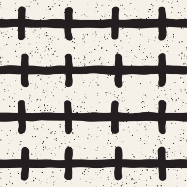 Elle çizilmiş stil etnik seamless modeli. Grungy geometrik şekiller arka plan siyah ve beyaz.