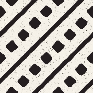 Elle çizilmiş çizgiler seamless grungy modeli. Soyut geometrik yinelenen kiremit doku siyah beyaz.