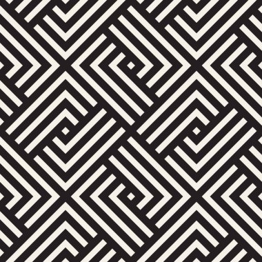 Vektörsüz mozaik çizgiler. Modern stil soyut doku. Çizgili elementlerle geometrik fayanslar tekrarlanıyor