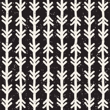 Elle çizilmiş stil etnik seamless modeli. Grungy geometrik şekiller arka plan siyah ve beyaz.