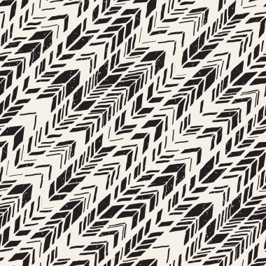 Vektör Dikişsiz serbest desen. Tek renkli yazdırma elle çizilmiş chevron Tekstürlü doodle. Modern grafik tasarım.