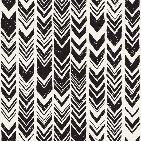 Vector Seamless Freehand Pattern Doodle Monochrome Print Hand Drawn Chevron — Stock Vector