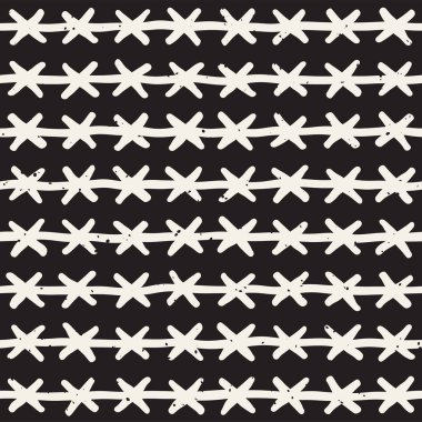 Elle çizilmiş çizgiler seamless grungy modeli. Soyut geometrik yinelenen kiremit doku siyah beyaz.