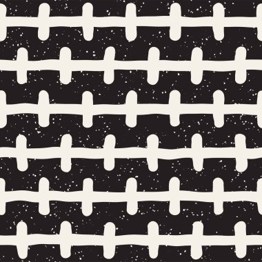 Elle çizilmiş stil etnik seamless modeli. Grungy geometrik şekiller arka plan siyah ve beyaz.