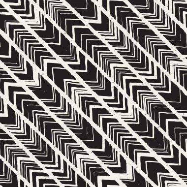 Vektör Dikişsiz serbest desen. Tek renkli yazdırma elle çizilmiş chevron Tekstürlü doodle. Modern grafik tasarım.