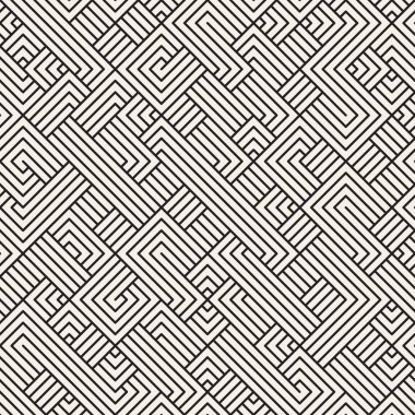 Soyut geometrik desen çizgili. Vektör sorunsuz arka plan. Siyah ve beyaz kafes doku.