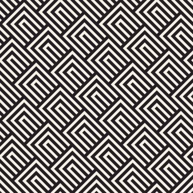 Vektörsüz mozaik çizgiler. Modern stil soyut doku. Çizgili elementlerle geometrik fayanslar tekrarlanıyor