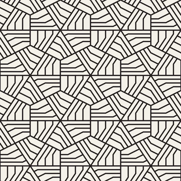 Абстрактный Геометрический Узор Полосками Векторный Бесшовный Фон Черно Белая Линейная — стоковый вектор
