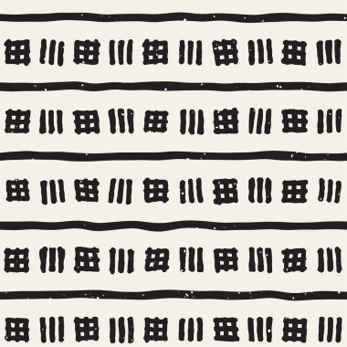 Elle çizilmiş çizgiler seamless grungy modeli. Soyut geometrik yinelenen kiremit doku siyah beyaz.