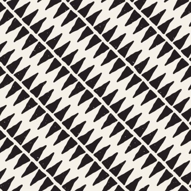 Elle çizilmiş stil soyut seamless modeli siyah beyaz. Retro serbest çentikli çizgiler doku.