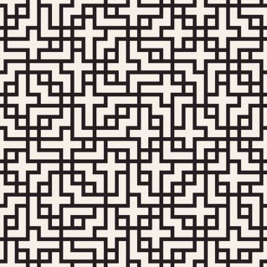 Vektörsüz mozaik çizgiler. Modern stil soyut doku. Çizgili elementlerle geometrik fayanslar tekrarlanıyor