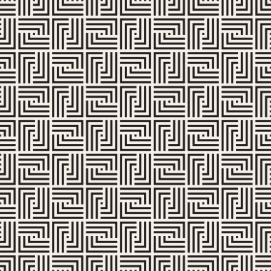 Vektörsüz mozaik çizgiler. Modern stil soyut doku. Çizgili elementlerle geometrik fayanslar tekrarlanıyor