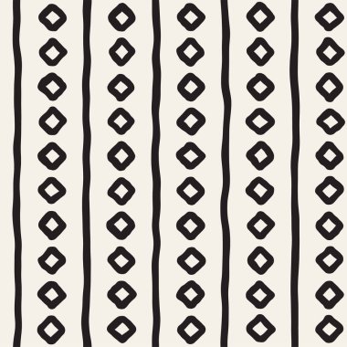 Elle çizilmiş stil etnik seamless modeli. Grungy geometrik şekiller arka plan siyah ve beyaz.