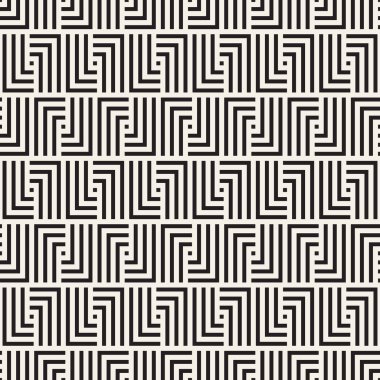 Vektörsüz mozaik çizgiler. Modern stil soyut doku. Çizgili elementlerle geometrik fayanslar tekrarlanıyor