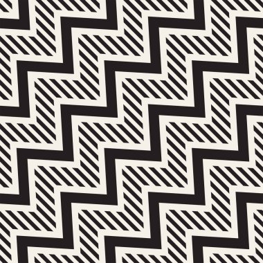 Vektör sorunsuz zikzak çizgi deseni. Şık geometrik arka plan. Tek renkli kafes arka plan yinelenen