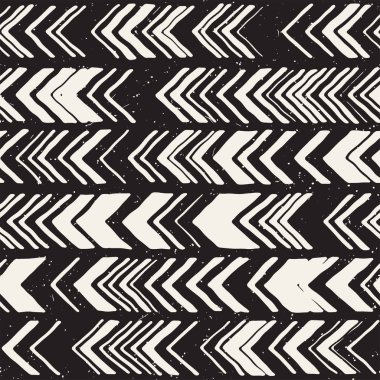 Vektör Dikişsiz serbest desen. Tek renkli yazdırma elle çizilmiş chevron Tekstürlü doodle. Modern grafik tasarım.