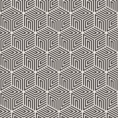 Vektörsüz mozaik çizgiler. Modern stil soyut doku. Çizgili elementlerle geometrik fayanslar tekrarlanıyor